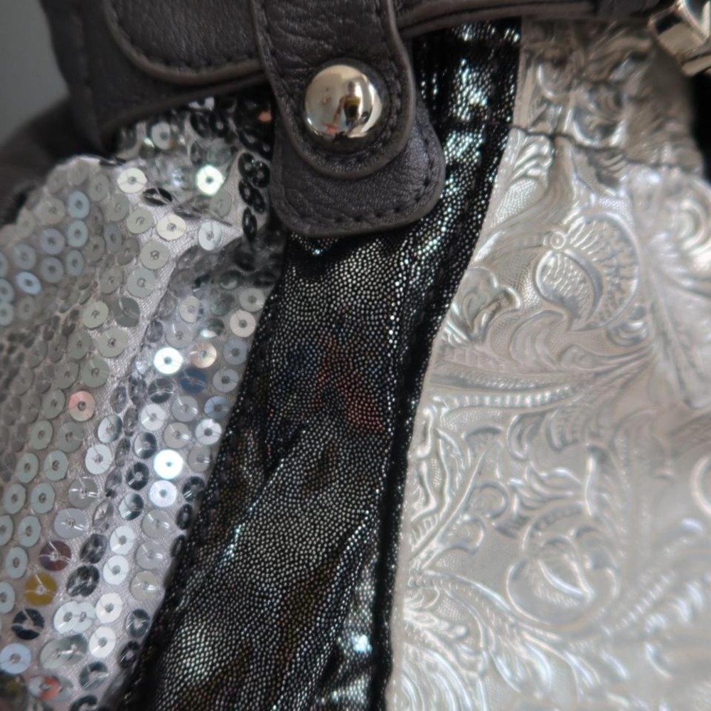 Silver Purse Bag Sparkly Glitter Sequin Glam Party - Picture 4 of 8
